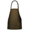 F10 Designer Mocha Bib Apron W/ 3 Pockets & Slider Adjustment